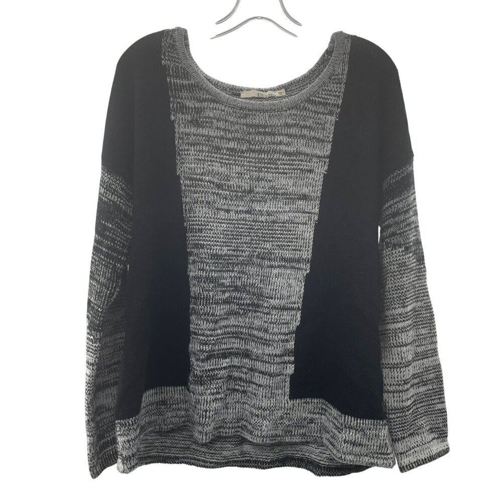 Ellison Women's Knit Pullover Sweater Long Sleeve Black/Gray Size Large